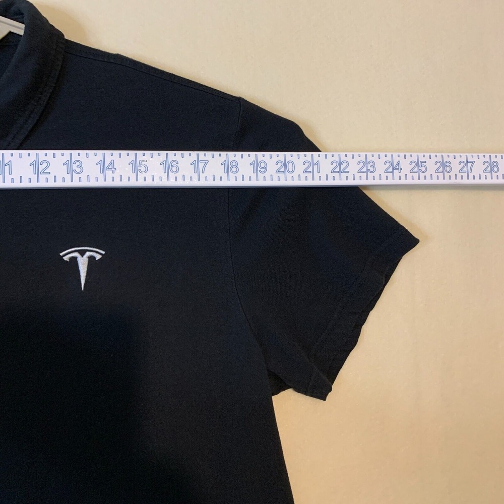 TESLA Motor Polo Shirt Men's XL Black Short Sleeve Polyester & Cotton Sz Extra L - Picture 4 of 12
